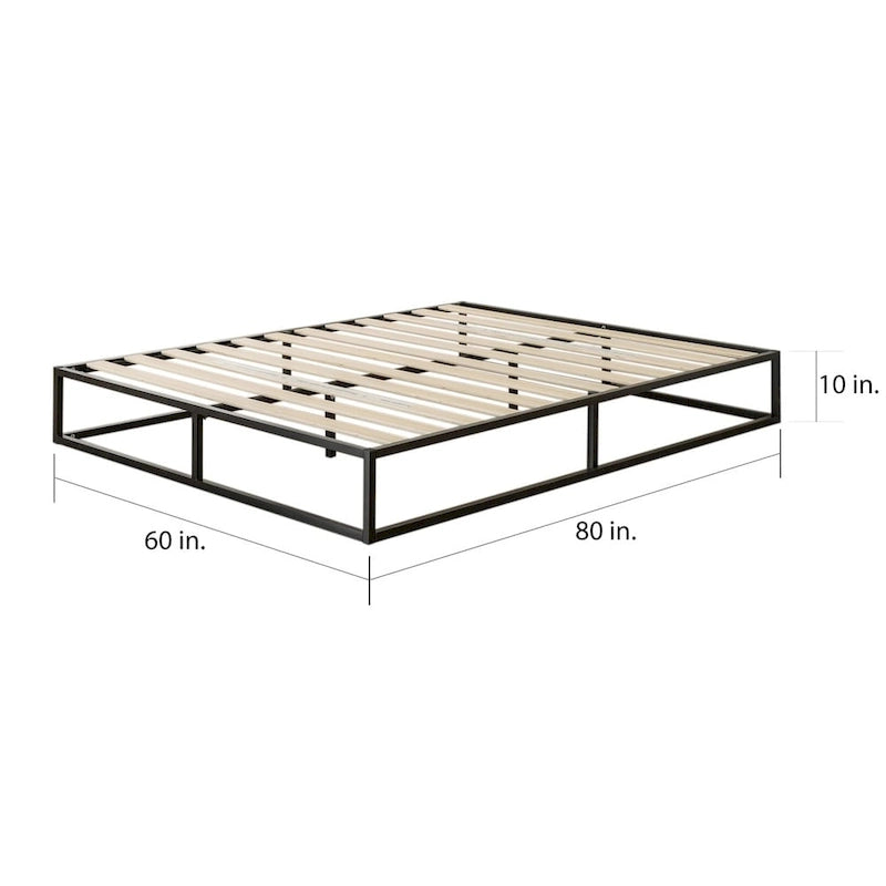 Metal Platform Queen Bed Frame, 10-Inch, Black