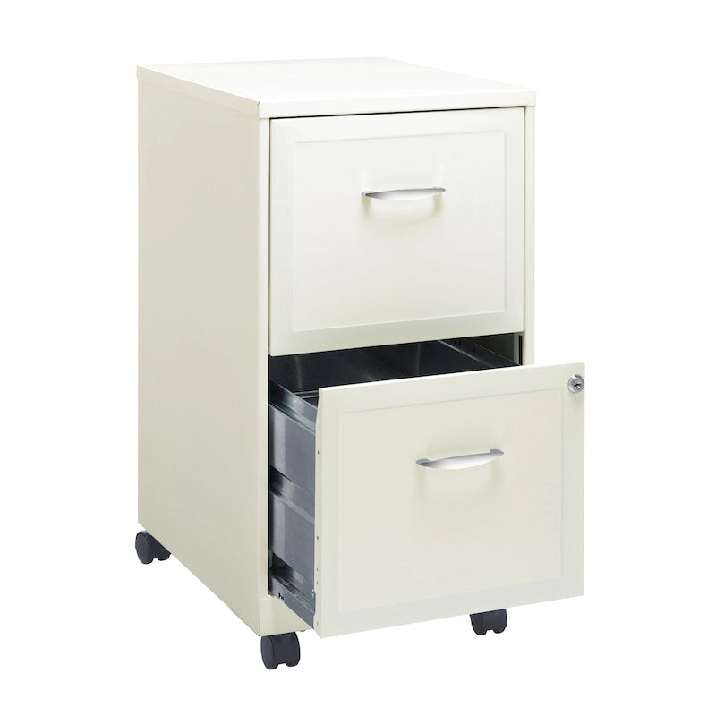 Pearl White 2-Drawer Mobile File Cabinet, Under-Desk