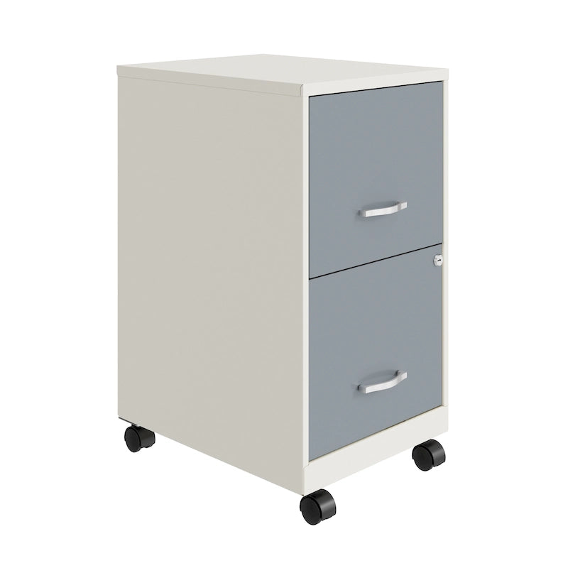 Pearl White 2-Drawer Mobile File Cabinet, Under-Desk