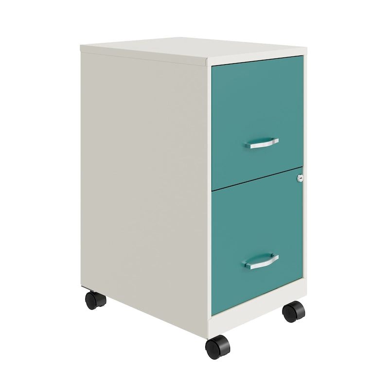 Pearl White 2-Drawer Mobile File Cabinet, Under-Desk