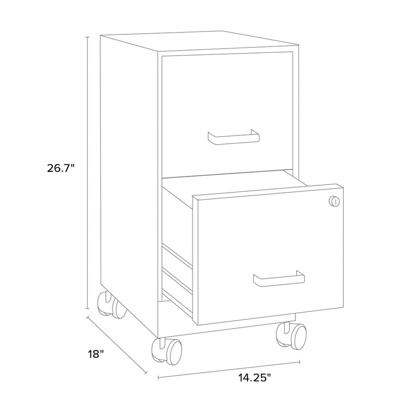 Pearl White 2-Drawer Mobile File Cabinet, Under-Desk