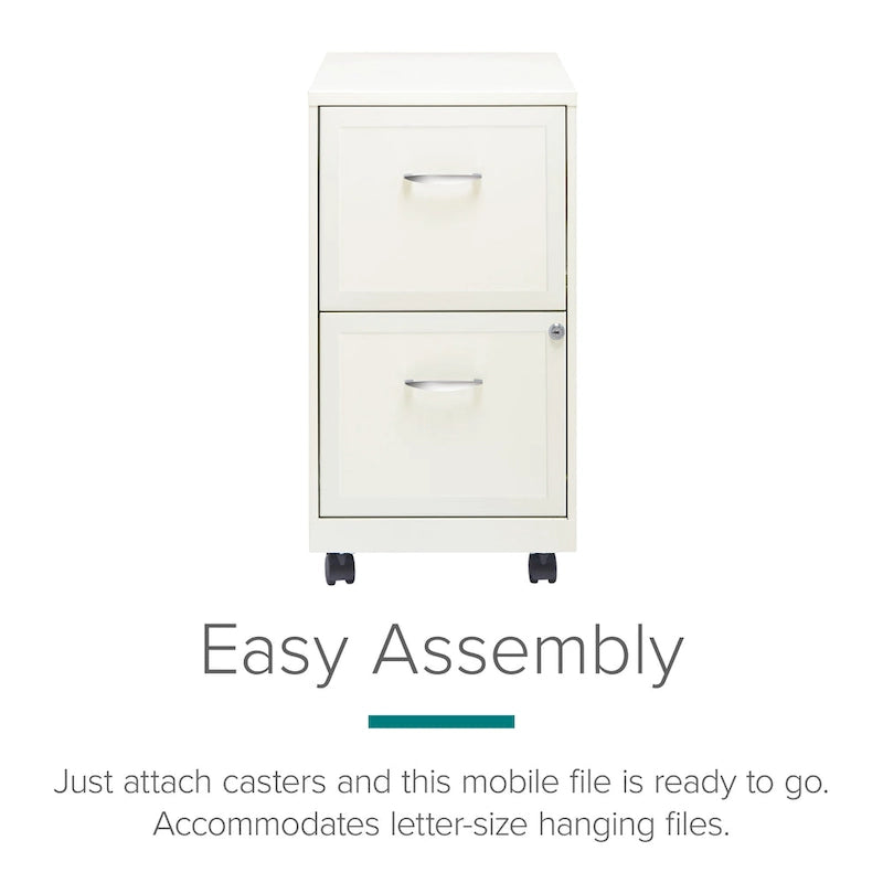 Pearl White 2-Drawer Mobile File Cabinet, Under-Desk