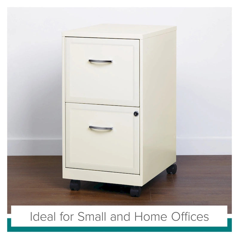 Pearl White 2-Drawer Mobile File Cabinet, Under-Desk