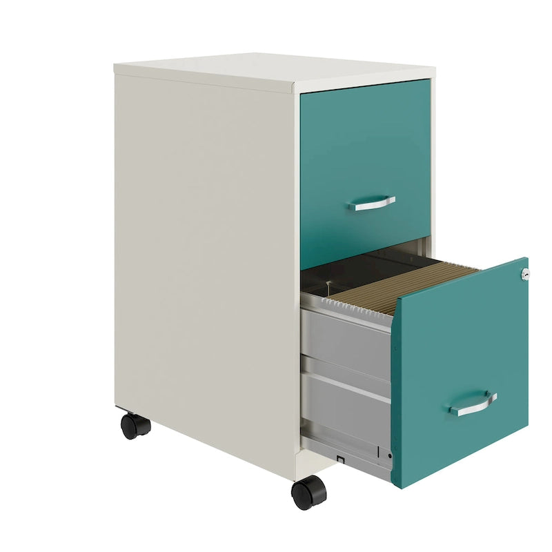 Pearl White 2-Drawer Mobile File Cabinet, Under-Desk