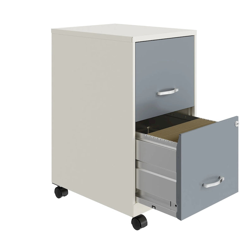 Pearl White 2-Drawer Mobile File Cabinet, Under-Desk