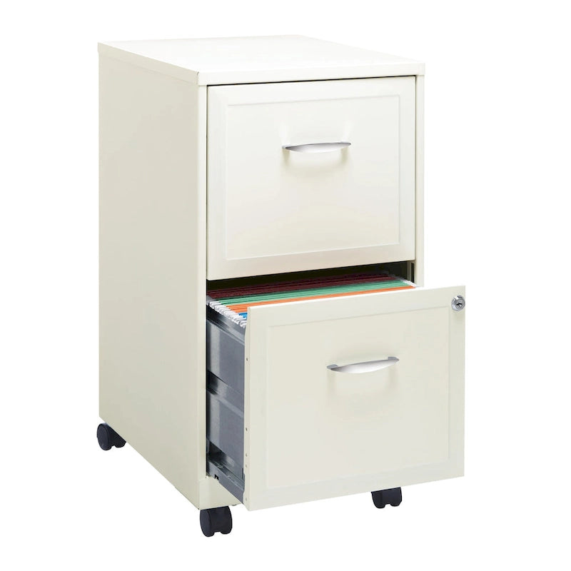 Pearl White 2-Drawer Mobile File Cabinet, Under-Desk