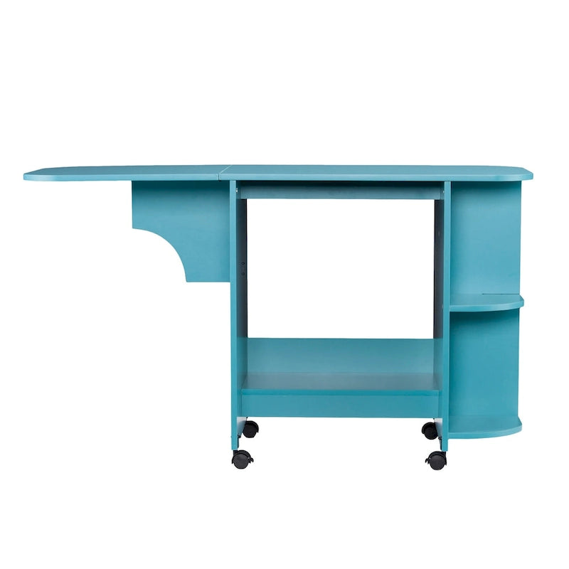 Expandable Rolling Sewing Table / Craft Station in Turquoise