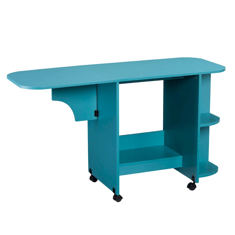 Expandable Rolling Sewing Table / Craft Station in Turquoise