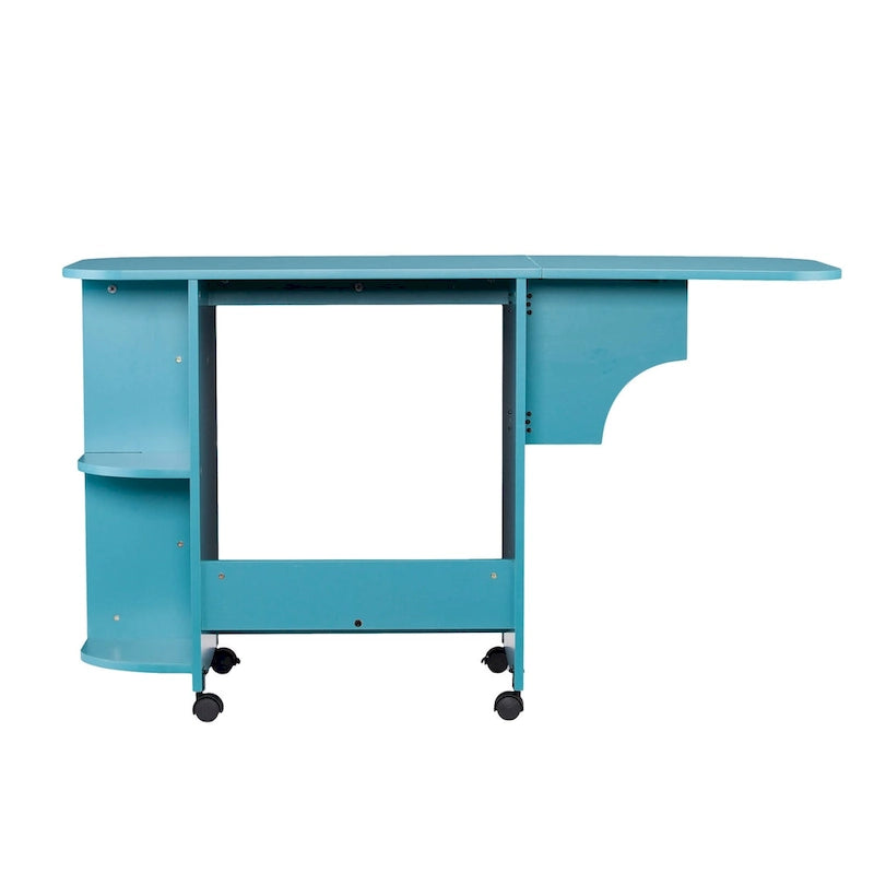 Expandable Rolling Sewing Table / Craft Station in Turquoise