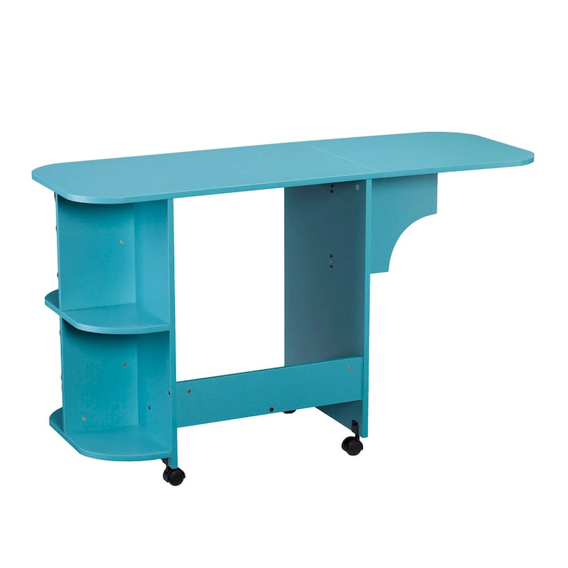 Expandable Rolling Sewing Table / Craft Station in Turquoise