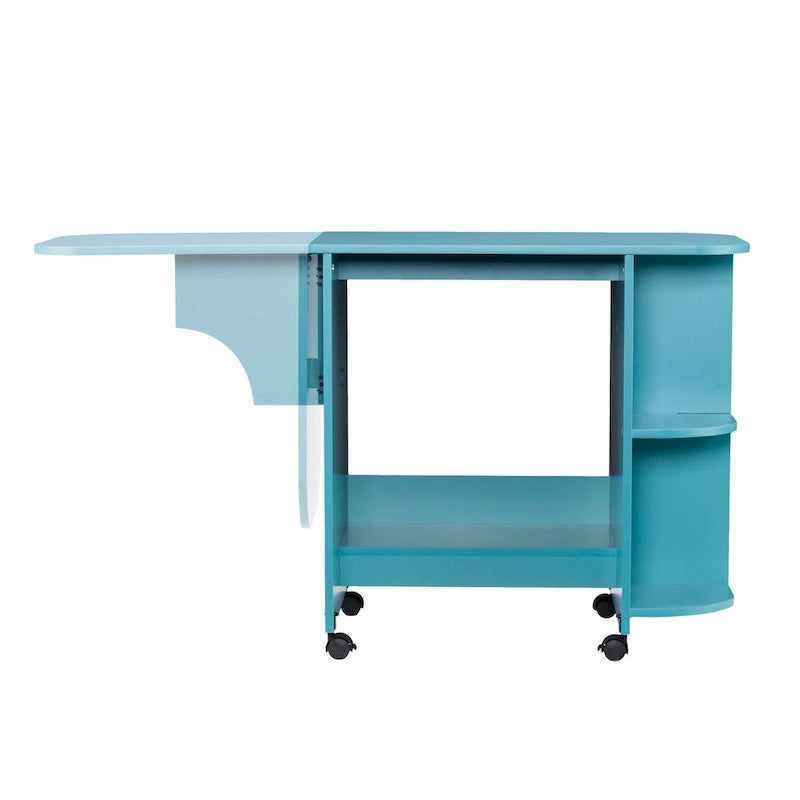 Expandable Rolling Sewing Table / Craft Station in Turquoise