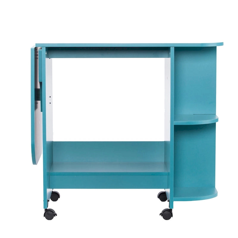 Expandable Rolling Sewing Table / Craft Station in Turquoise