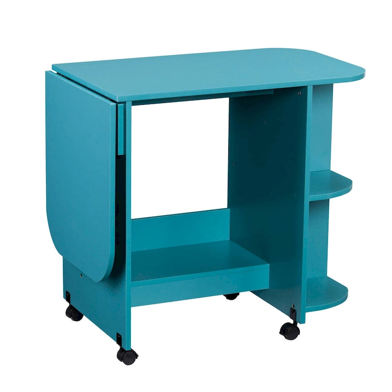 Expandable Rolling Sewing Table / Craft Station in Turquoise
