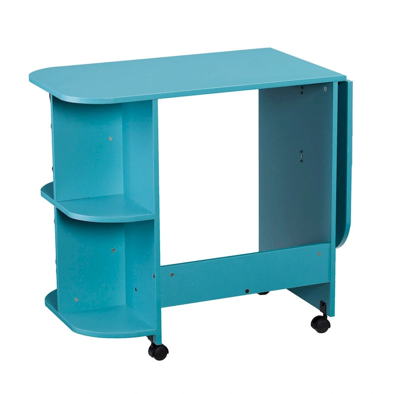 Expandable Rolling Sewing Table / Craft Station in Turquoise