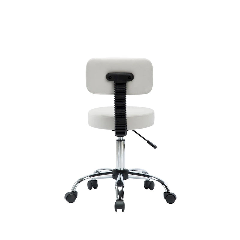 Adjustable Rolling Work Stool with Faux Leather Seat and Foldable Footrest, Versatile Stool for Home Office, Vanity,