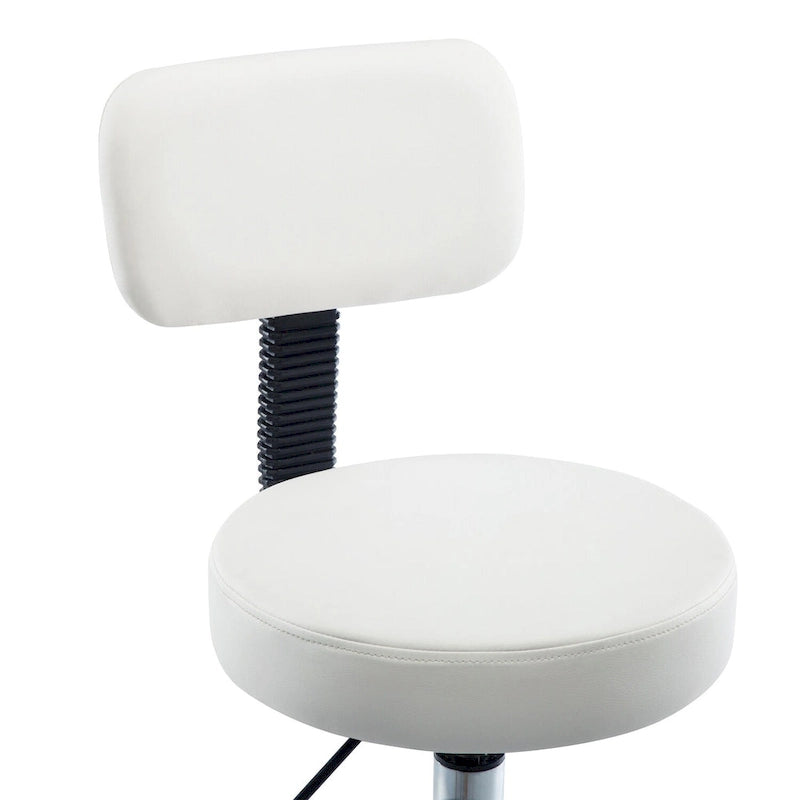 Adjustable Rolling Work Stool with Faux Leather Seat and Foldable Footrest, Versatile Stool for Home Office, Vanity,