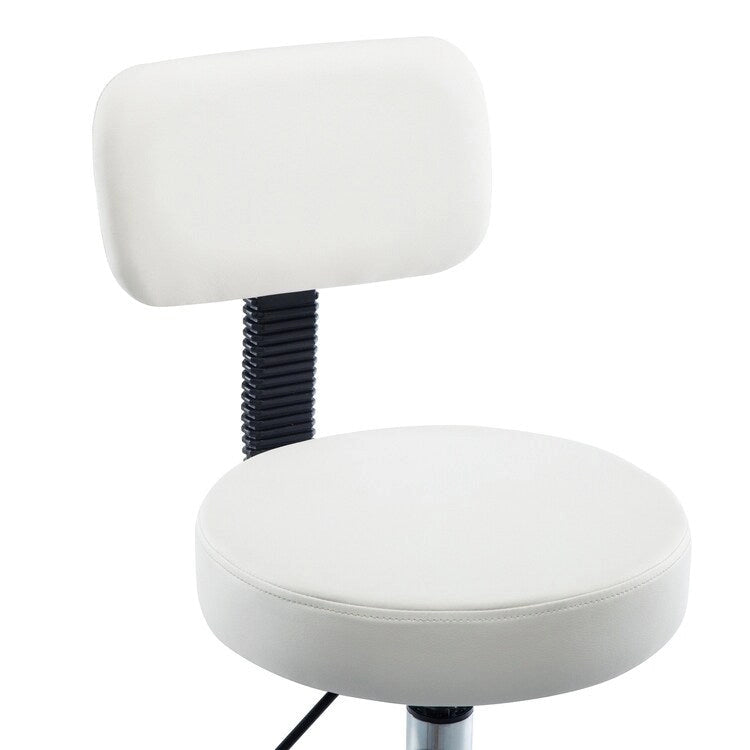 Adjustable Rolling Work Stool with Faux Leather Seat and Foldable Footrest, Versatile Stool for Home Office, Vanity,
