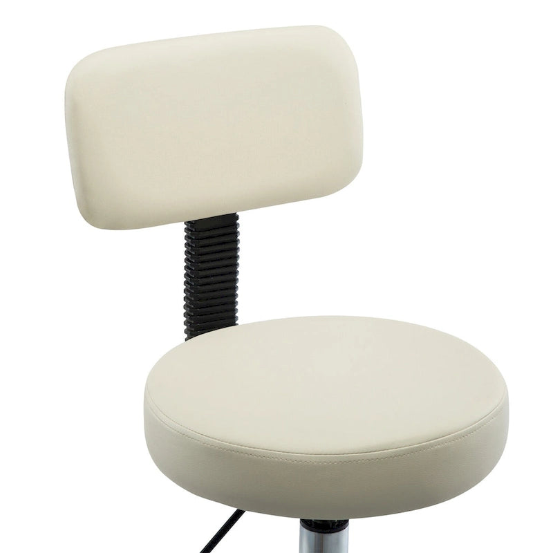 Adjustable Rolling Work Stool with Faux Leather Seat and Foldable Footrest, Versatile Stool for Home Office, Vanity,