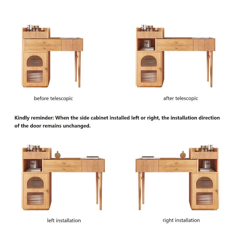 Wood Makeup Vanity Table with 3 Drawers and Mirror