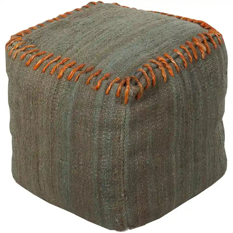 Square Jute Woven Pouf, 18-inch, Available in Fall Colors