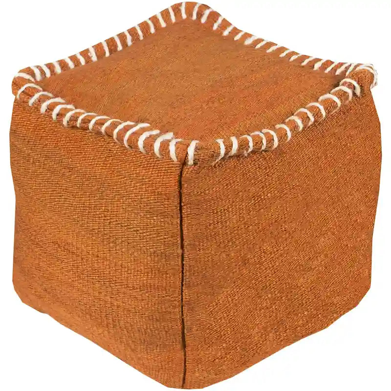Square Jute Woven Pouf, 18-inch, Available in Fall Colors