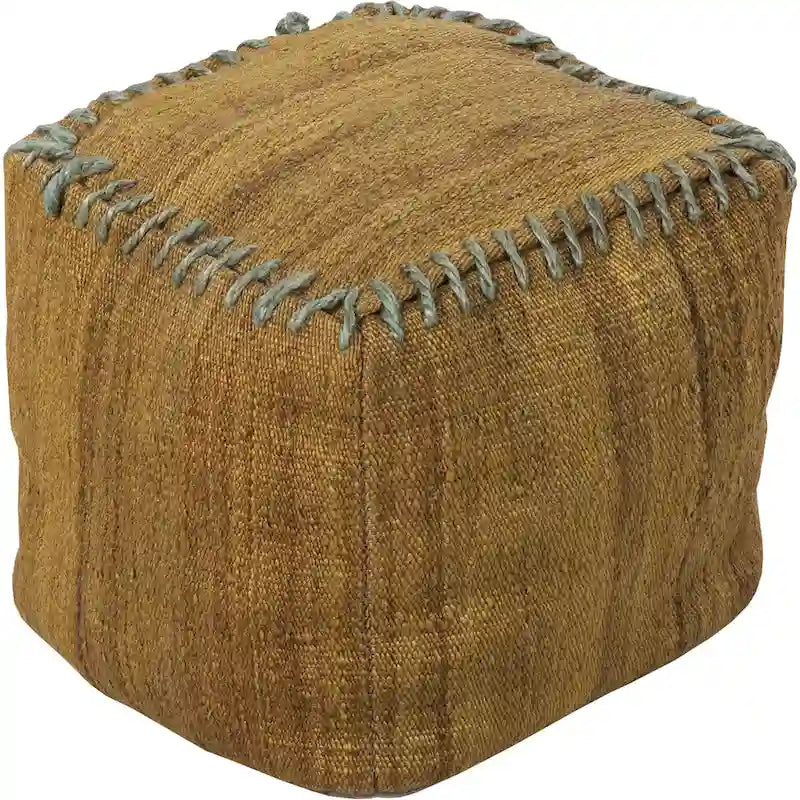 Square Jute Woven Pouf, 18-inch, Available in Fall Colors