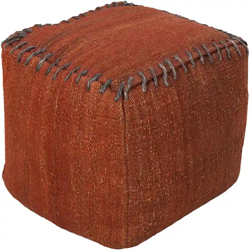 Square Jute Woven Pouf, 18-inch, Available in Fall Colors