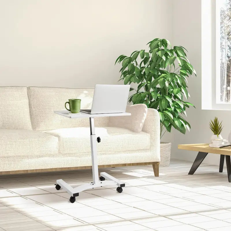 Height Adjustable Mobile Laptop Desk Cart with Locking Wheels