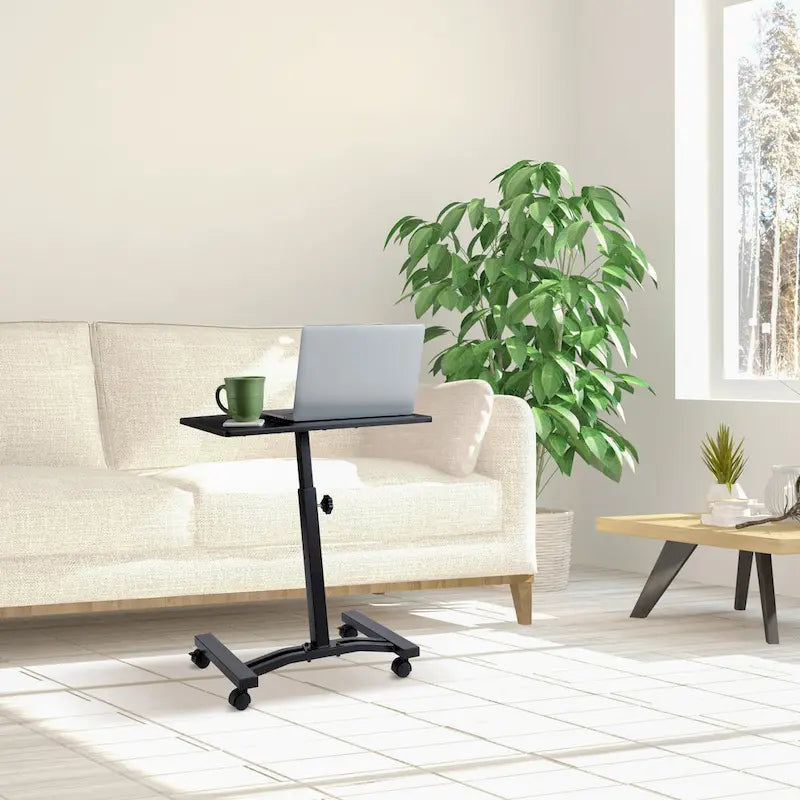 Height Adjustable Mobile Laptop Desk Cart with Locking Wheels