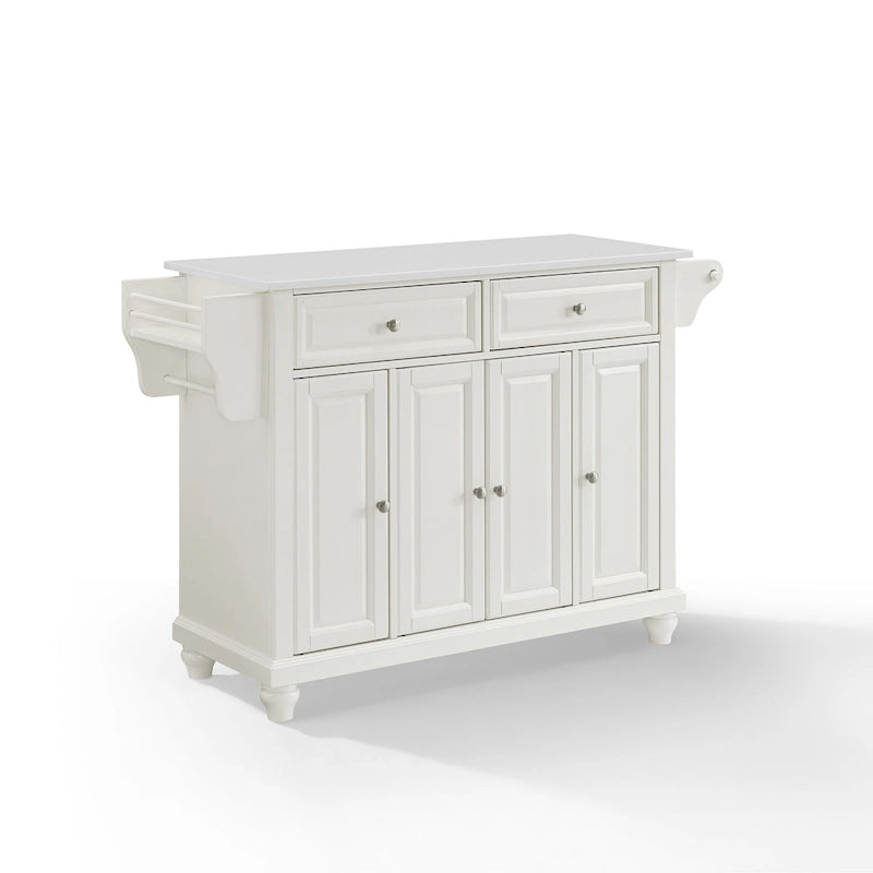 Granite Top Full Size Kitchen Island with 3 Cabinets and 2 Drawers