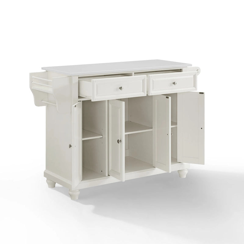 Granite Top Full Size Kitchen Island with 3 Cabinets and 2 Drawers