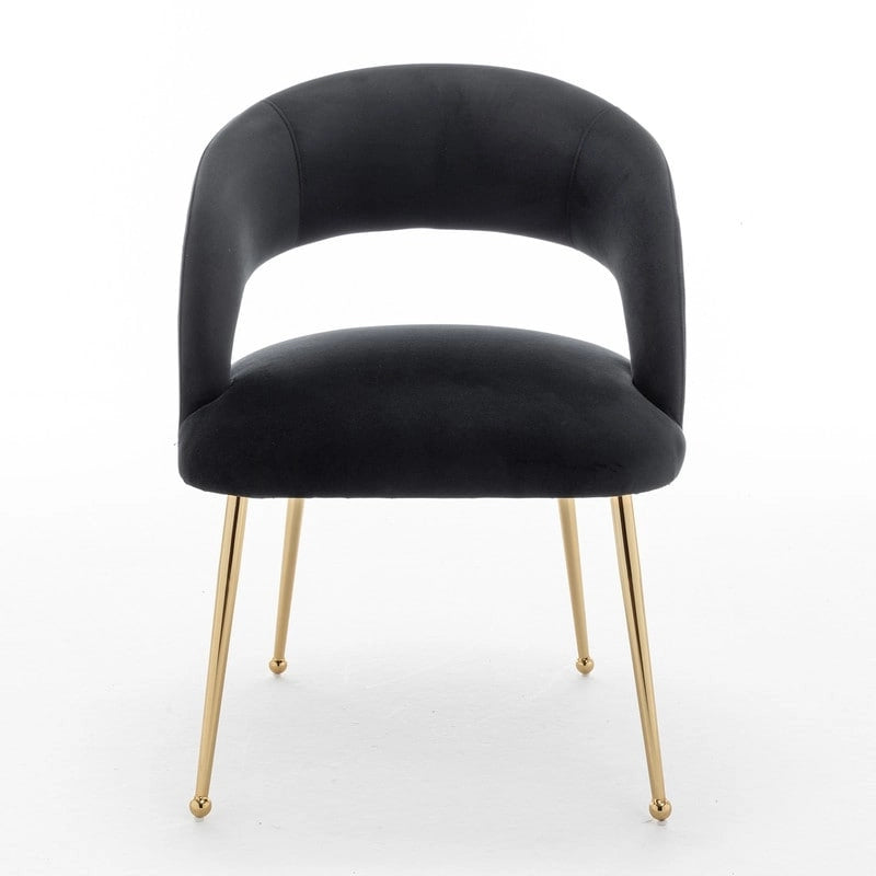 Mid-Century Modern Velvet Open-Back Dining Chair with Gold Legs, Set of 4