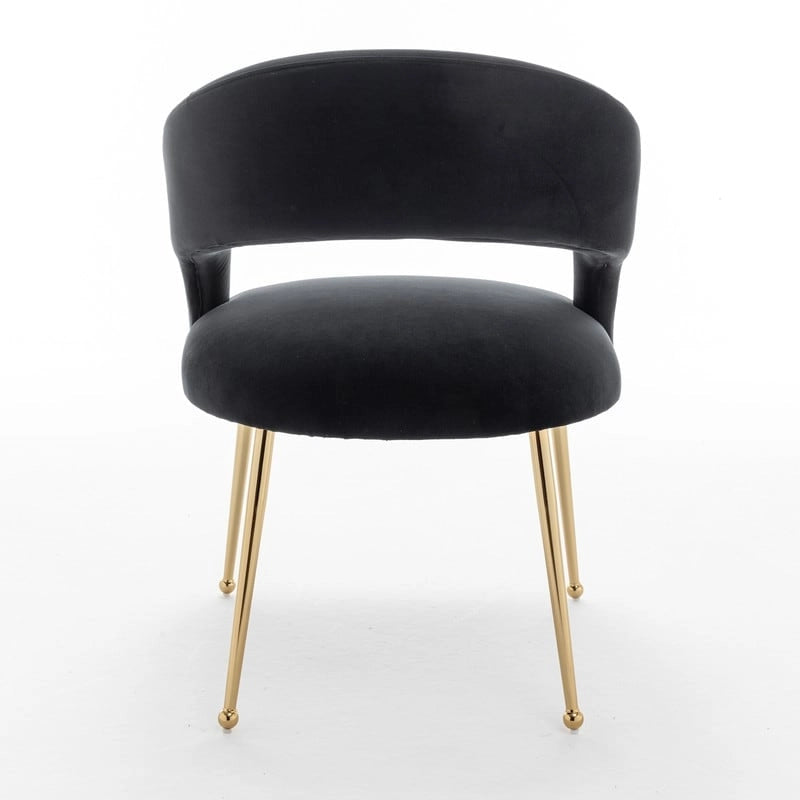 Mid-Century Modern Velvet Open-Back Dining Chair with Gold Legs, Set of 4
