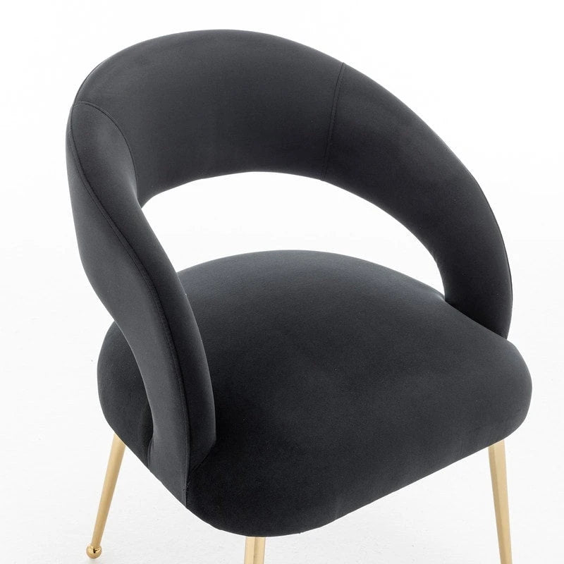 Mid-Century Modern Velvet Open-Back Dining Chair with Gold Legs, Set of 4