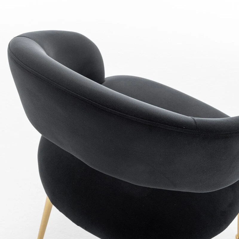 Mid-Century Modern Velvet Open-Back Dining Chair with Gold Legs, Set of 4