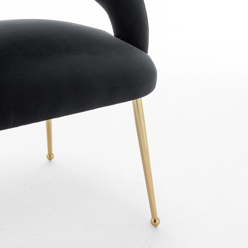 Mid-Century Modern Velvet Open-Back Dining Chair with Gold Legs, Set of 4