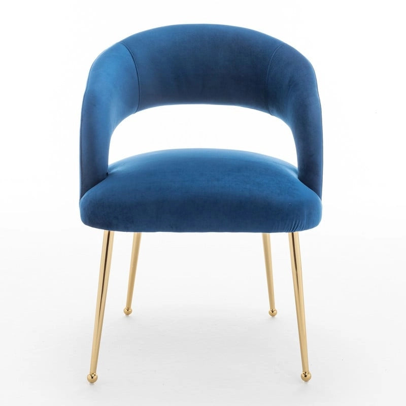 Mid-Century Modern Velvet Open-Back Dining Chair with Gold Legs, Set of 4