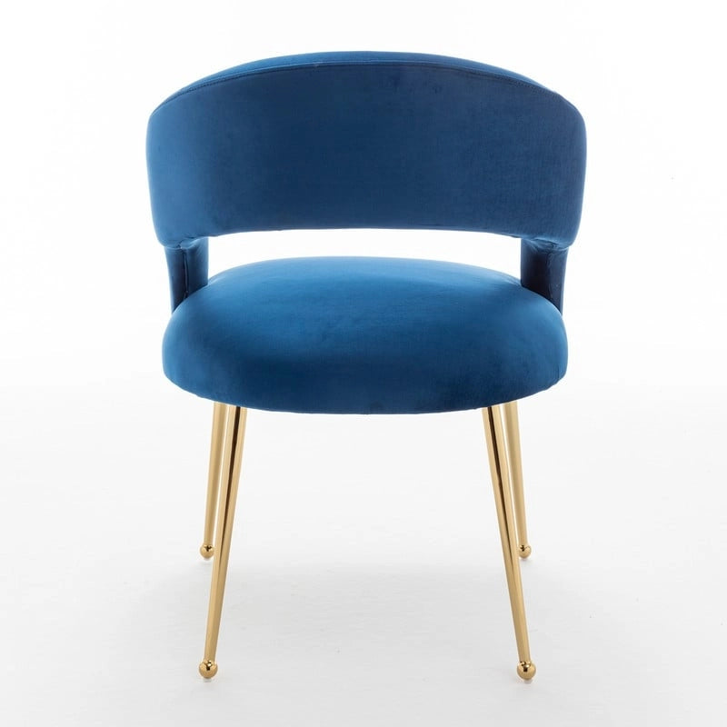 Mid-Century Modern Velvet Open-Back Dining Chair with Gold Legs, Set of 4