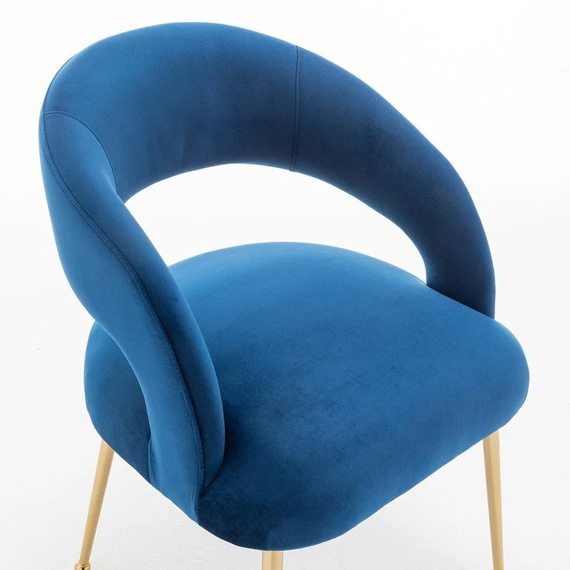 Mid-Century Modern Velvet Open-Back Dining Chair with Gold Legs, Set of 4