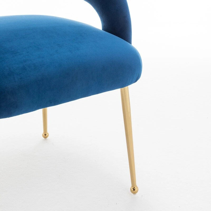 Mid-Century Modern Velvet Open-Back Dining Chair with Gold Legs, Set of 4
