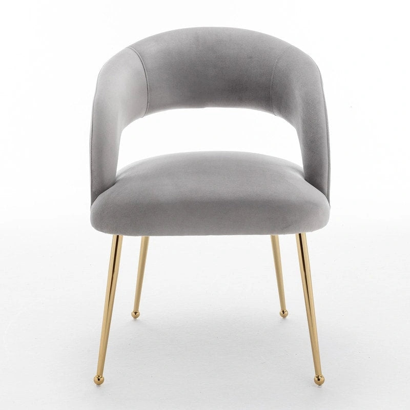 Mid-Century Modern Velvet Open-Back Dining Chair with Gold Legs, Set of 4