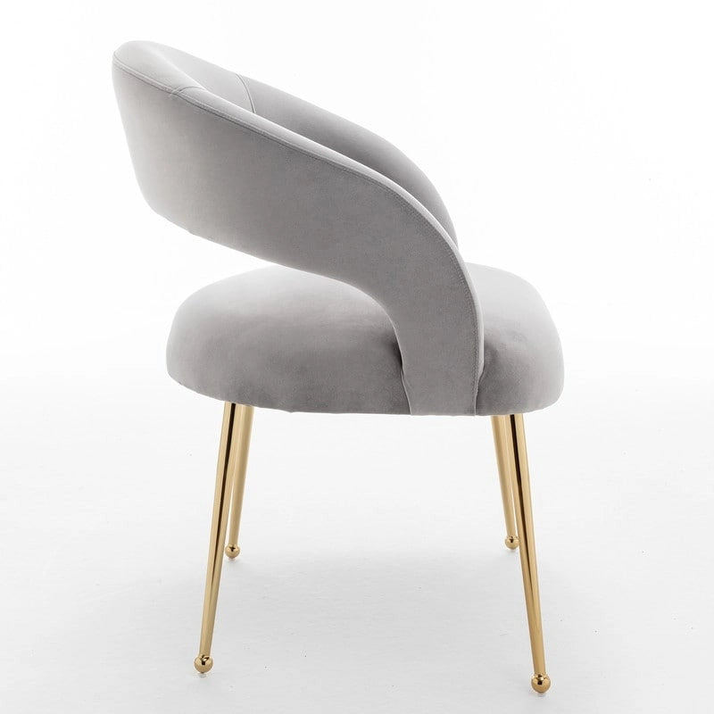 Mid-Century Modern Velvet Open-Back Dining Chair with Gold Legs, Set of 4