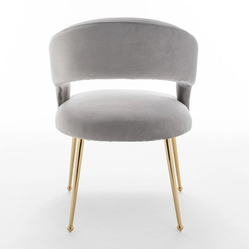 Mid-Century Modern Velvet Open-Back Dining Chair with Gold Legs, Set of 4
