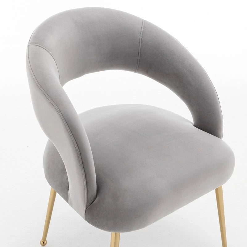 Mid-Century Modern Velvet Open-Back Dining Chair with Gold Legs, Set of 4