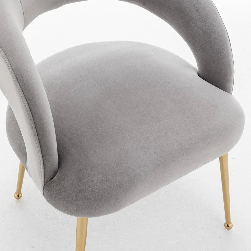 Mid-Century Modern Velvet Open-Back Dining Chair with Gold Legs, Set of 4