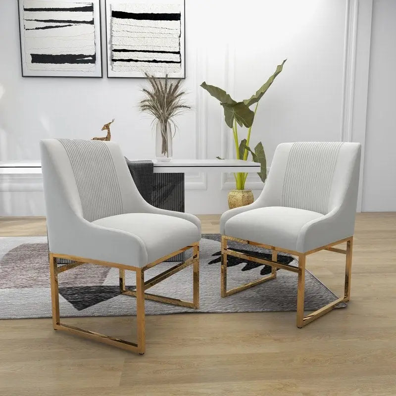 Contemporary Velvet Dining Chair with Gold Metal Legs, Set of 8