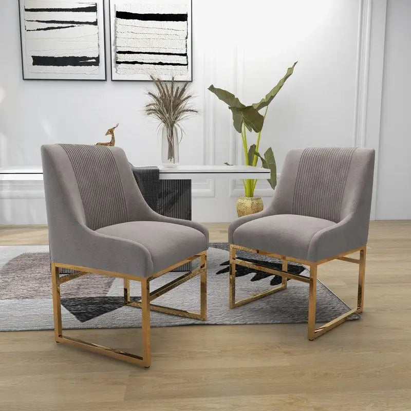 Contemporary Velvet Dining Chair with Gold Metal Legs, Set of 8
