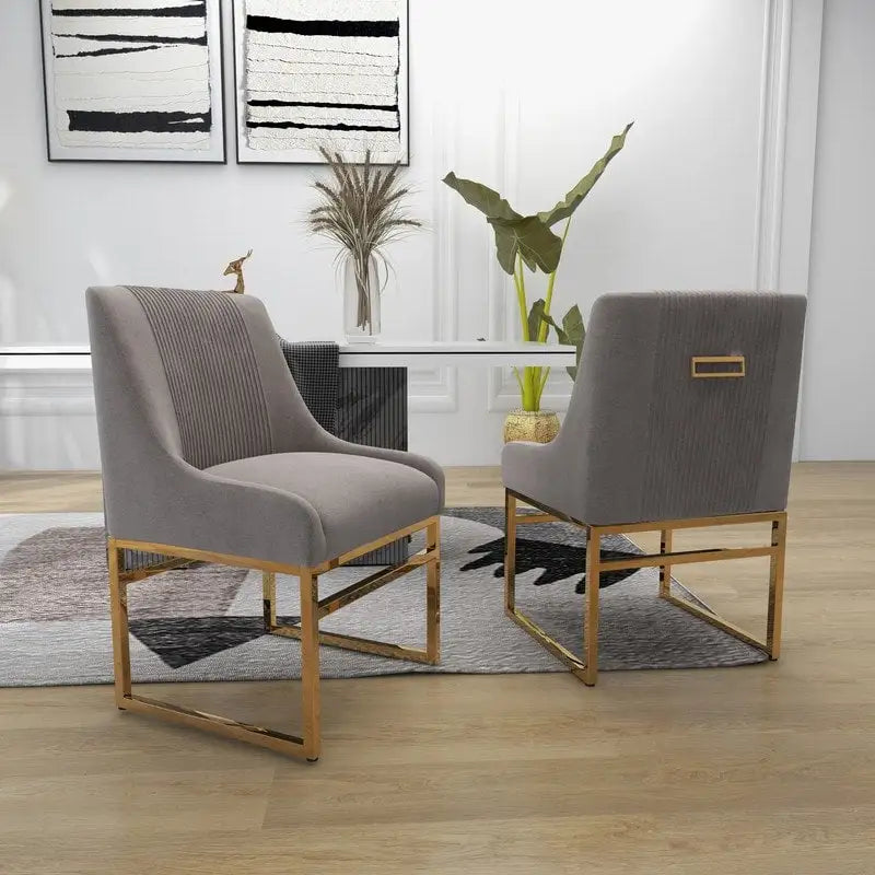 Contemporary Velvet Dining Chair with Gold Metal Legs, Set of 8