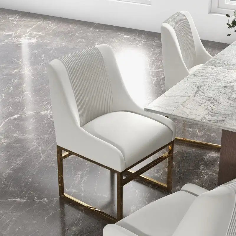 Contemporary Velvet Dining Chair with Gold Metal Legs, Set of 8