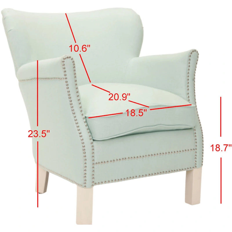 Brown Club Chair with Brass Nail Heads and Birch Legs